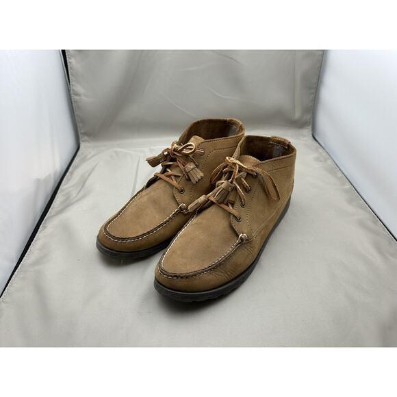 Sebago Men’s Moc Toe Boots In Brown With Hassle Laces Size 10W - Picture 1 of 7